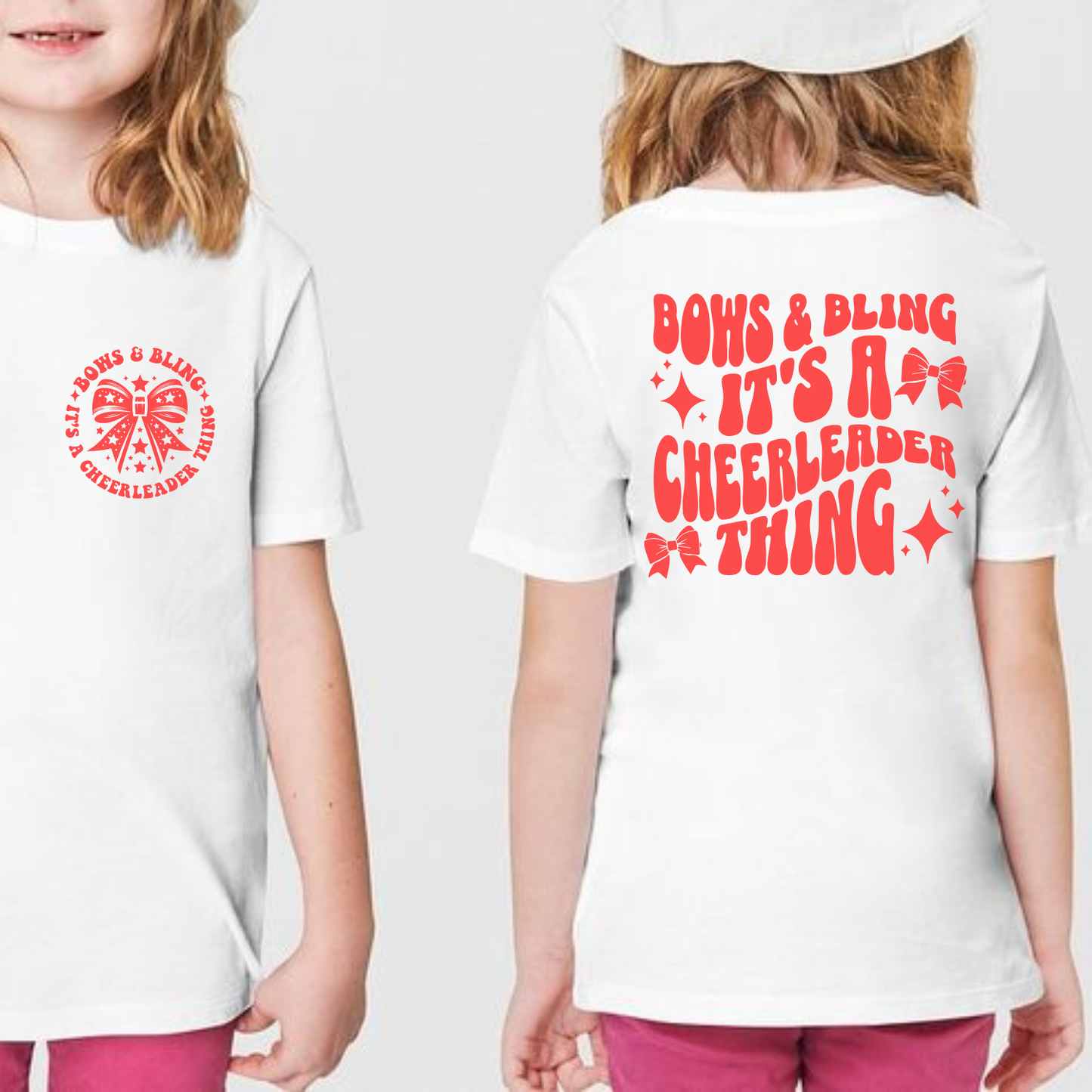 Personalized (Color) Bows and Bling Cheer Shirt