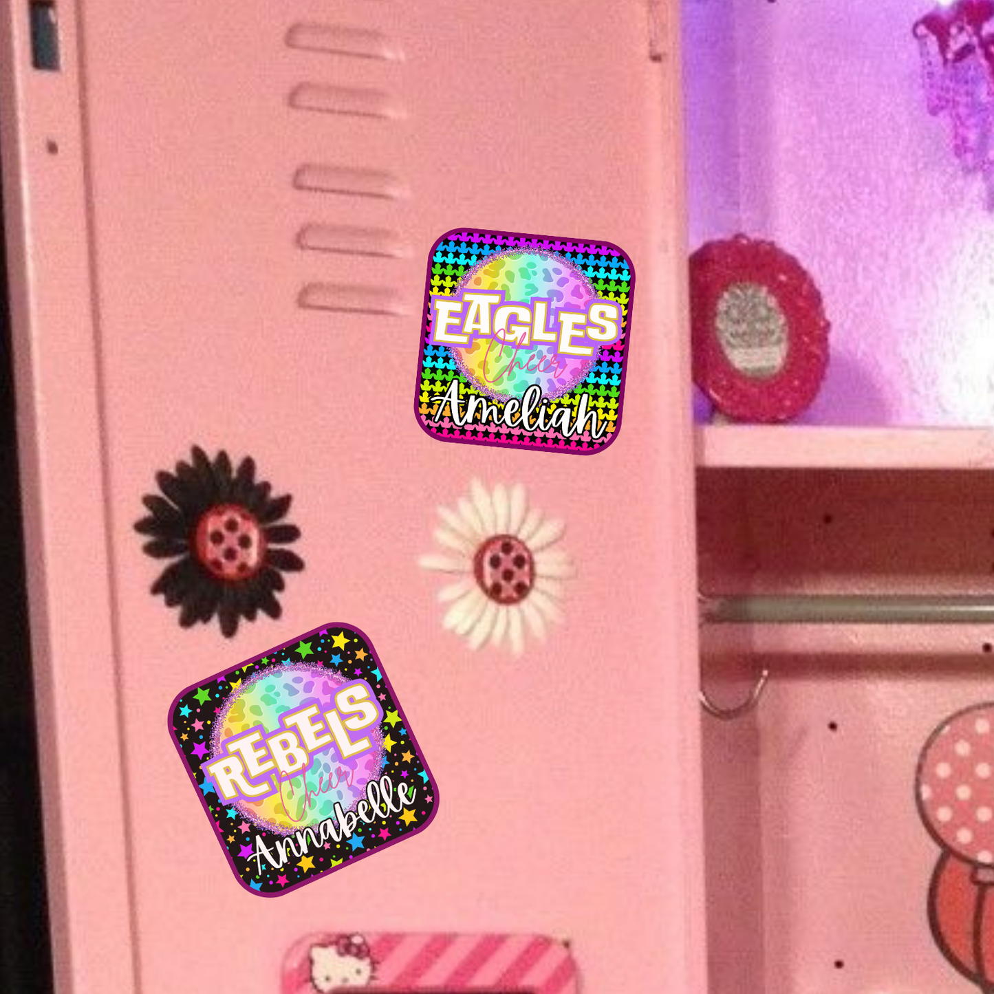 Personalized Cheer Team Name 3x3 Flat Locker Magnet