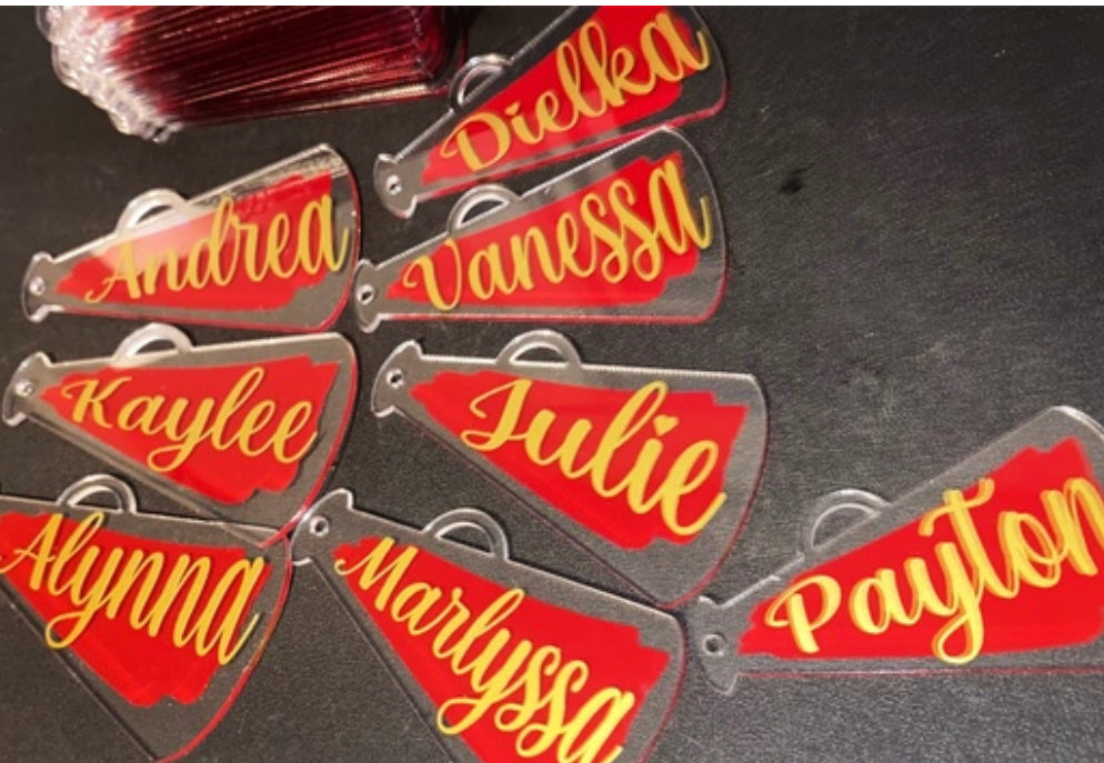 Personalized Megaphone Cheer Keychain (No Tassel)