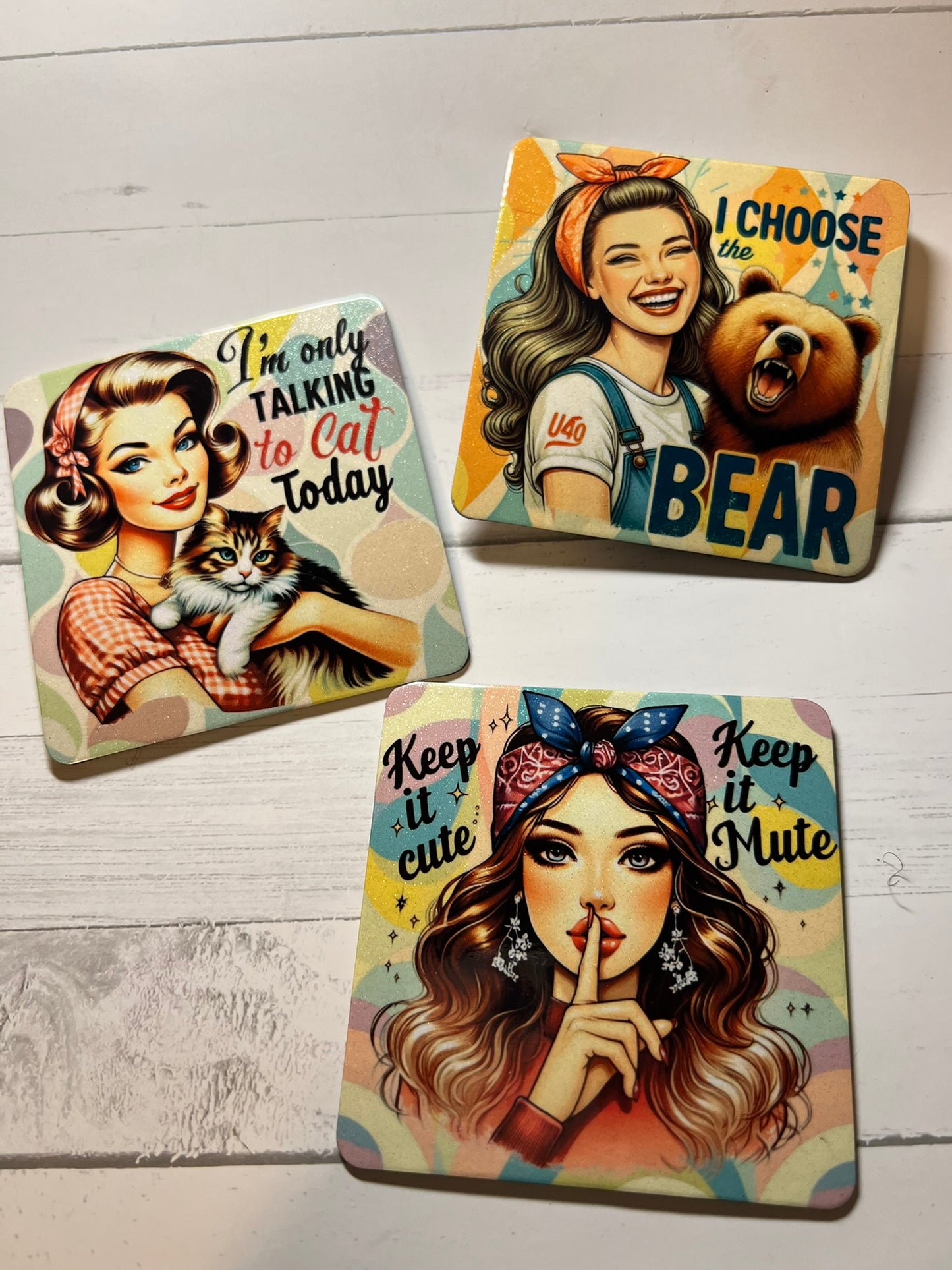 Retro Sassy A Wise Woman Once Said Glittered 3x3 Flat Fridge Magnet, Locker Magnet