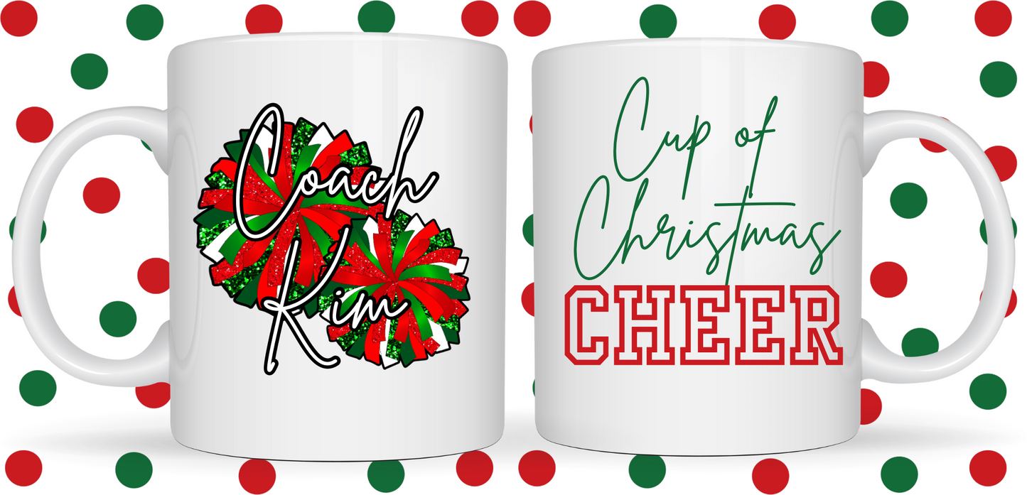 Personalized Christmas Pom Pom Cheer Mug Holiday 2024