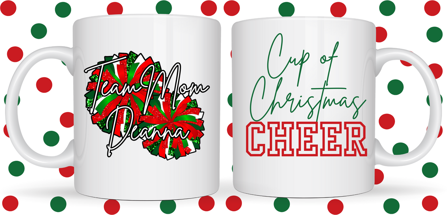 Personalized Christmas Pom Pom Cheer Mug Holiday 2024