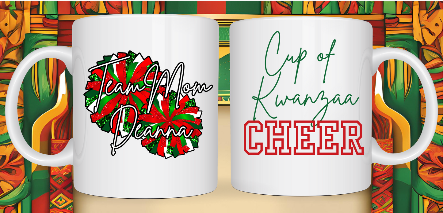 Personalized Kwanzaa Cheer Pom Pom Mug Holiday 2024