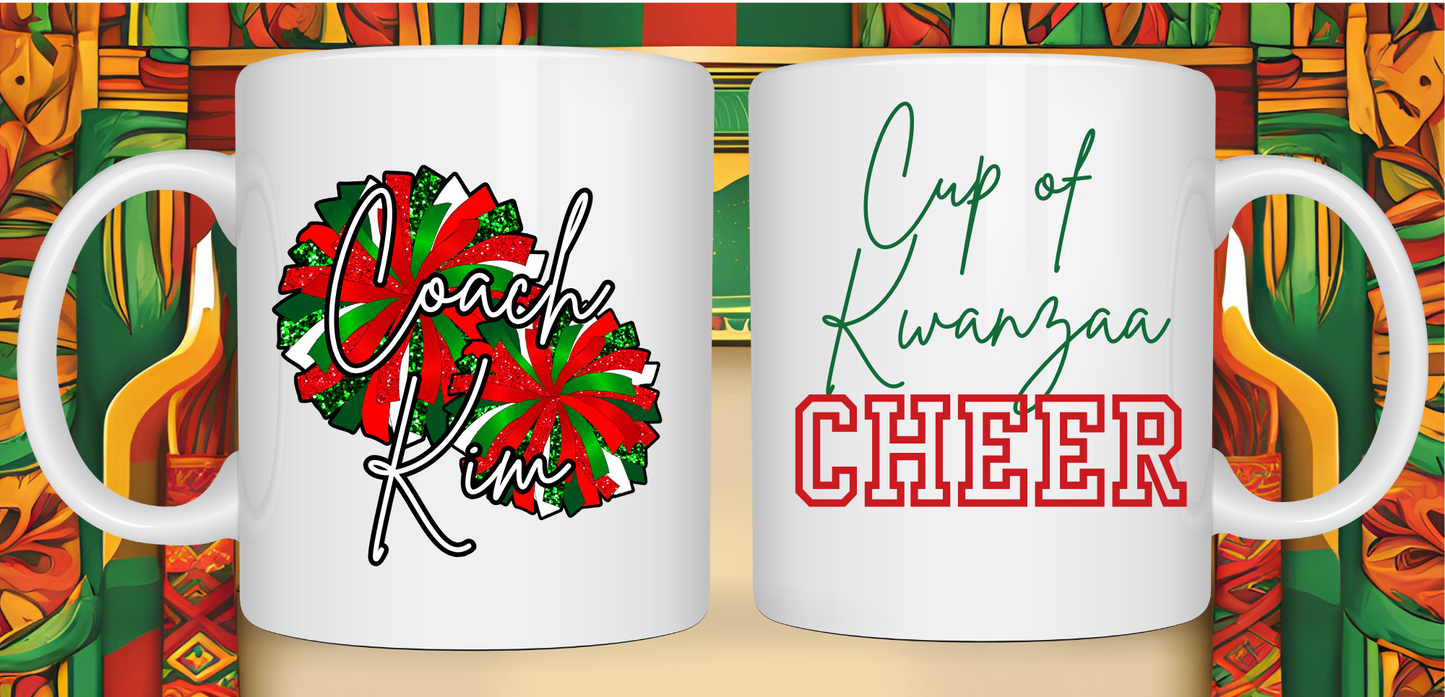 Personalized Kwanzaa Cheer Pom Pom Mug Holiday 2024