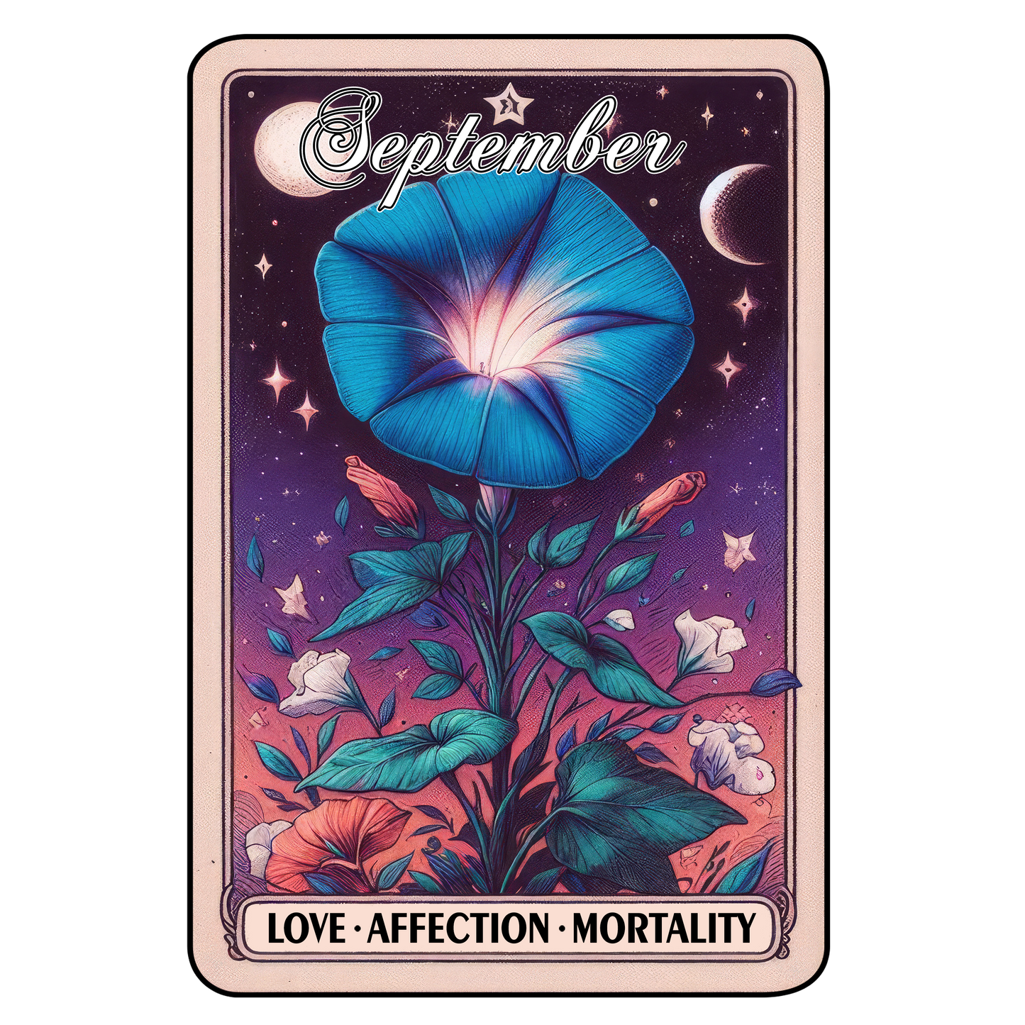 Birth Month Flower Tarot Glittered 2.5x3.5 Flat Fridge Magnet, Locker Magnet