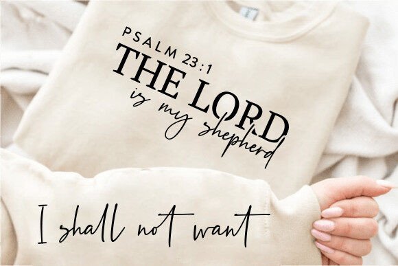 Psalm 23:1 Scripture Sleeve Print Sweatshirt (up to 5X)