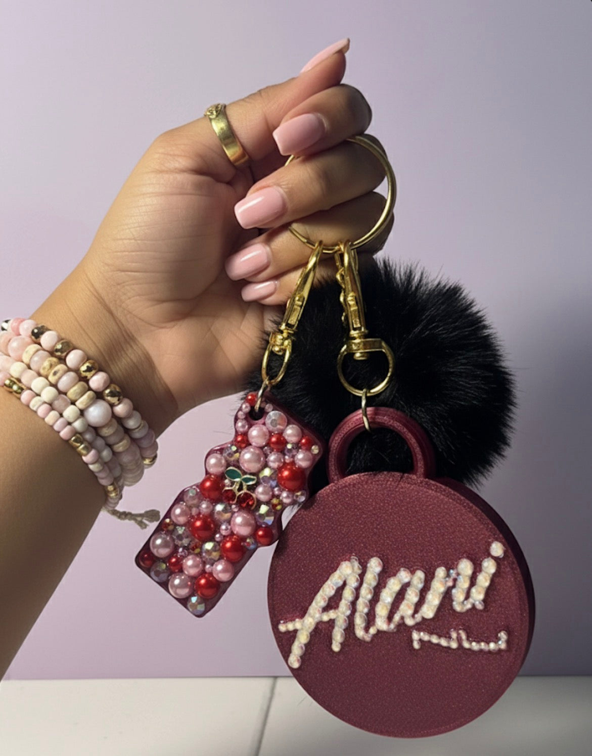 Cherry Bomb Flavor Inspo Blingy Nail Saver Can Popper/Lid Combo Keychain