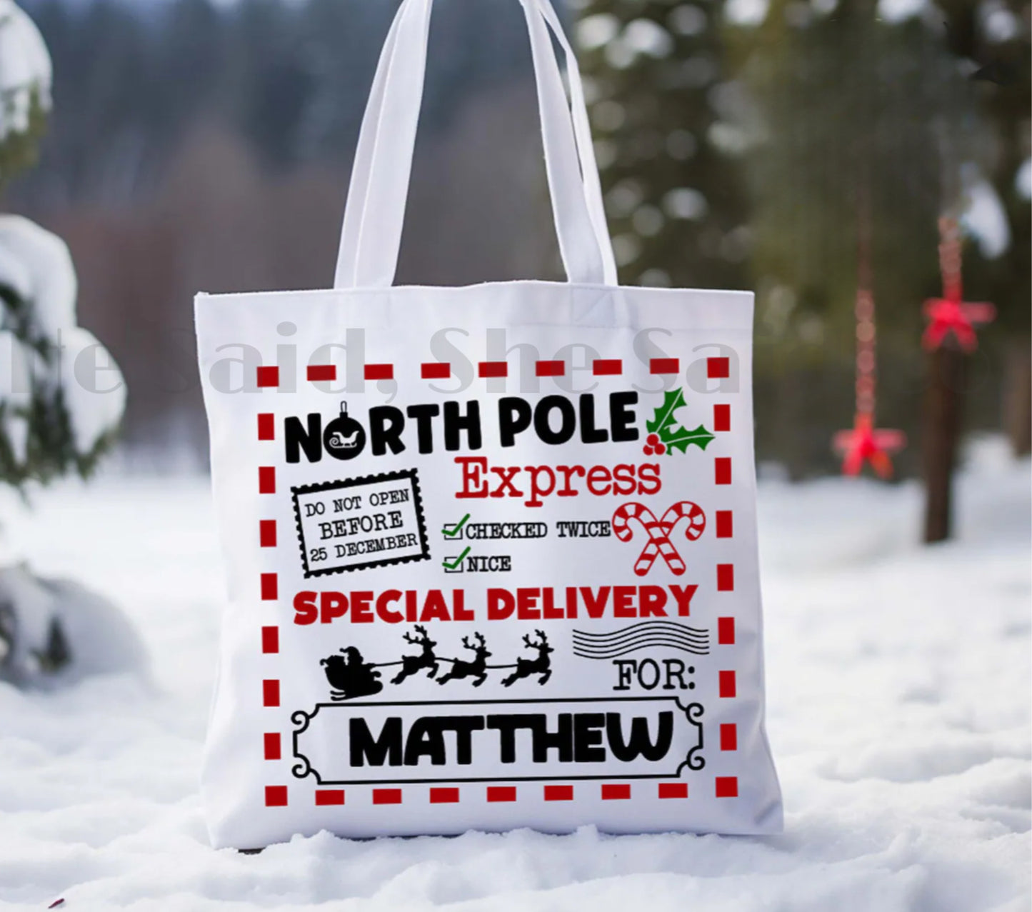 Personalized Christmas Tote