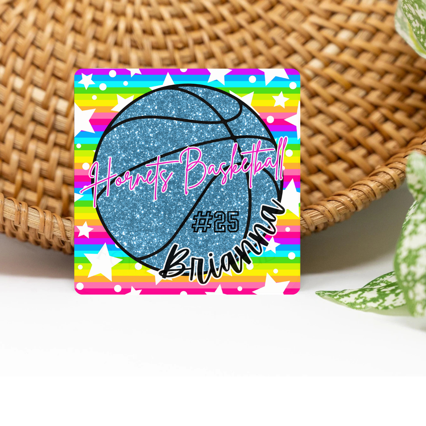 Personalized Basketball Team Name 3x3 Flat Locker Magnet