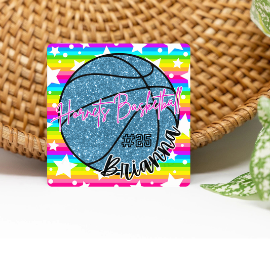 Personalized Basketball Team Name 3x3 Flat Locker Magnet