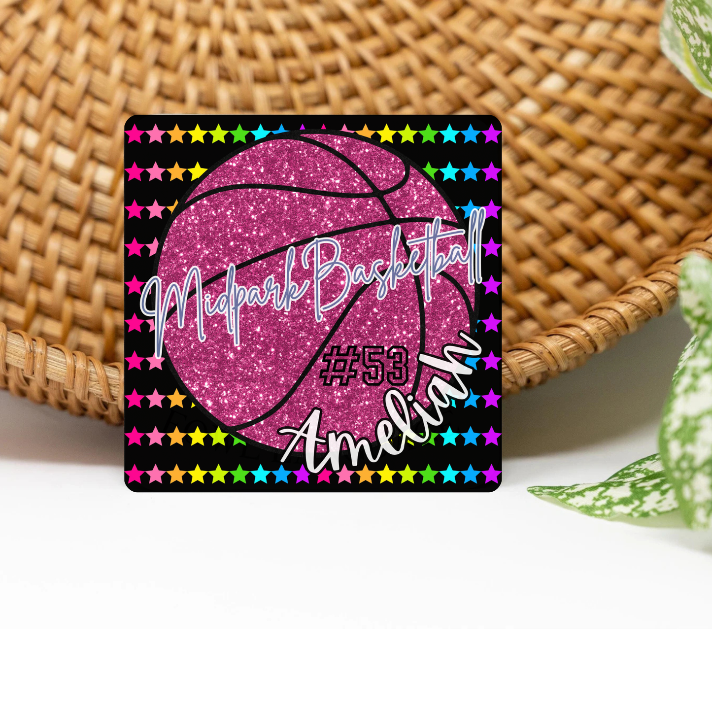 Personalized Basketball Team Name 3x3 Flat Locker Magnet
