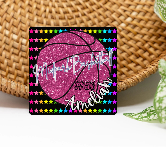 Personalized Basketball Team Name 3x3 Flat Locker Magnet