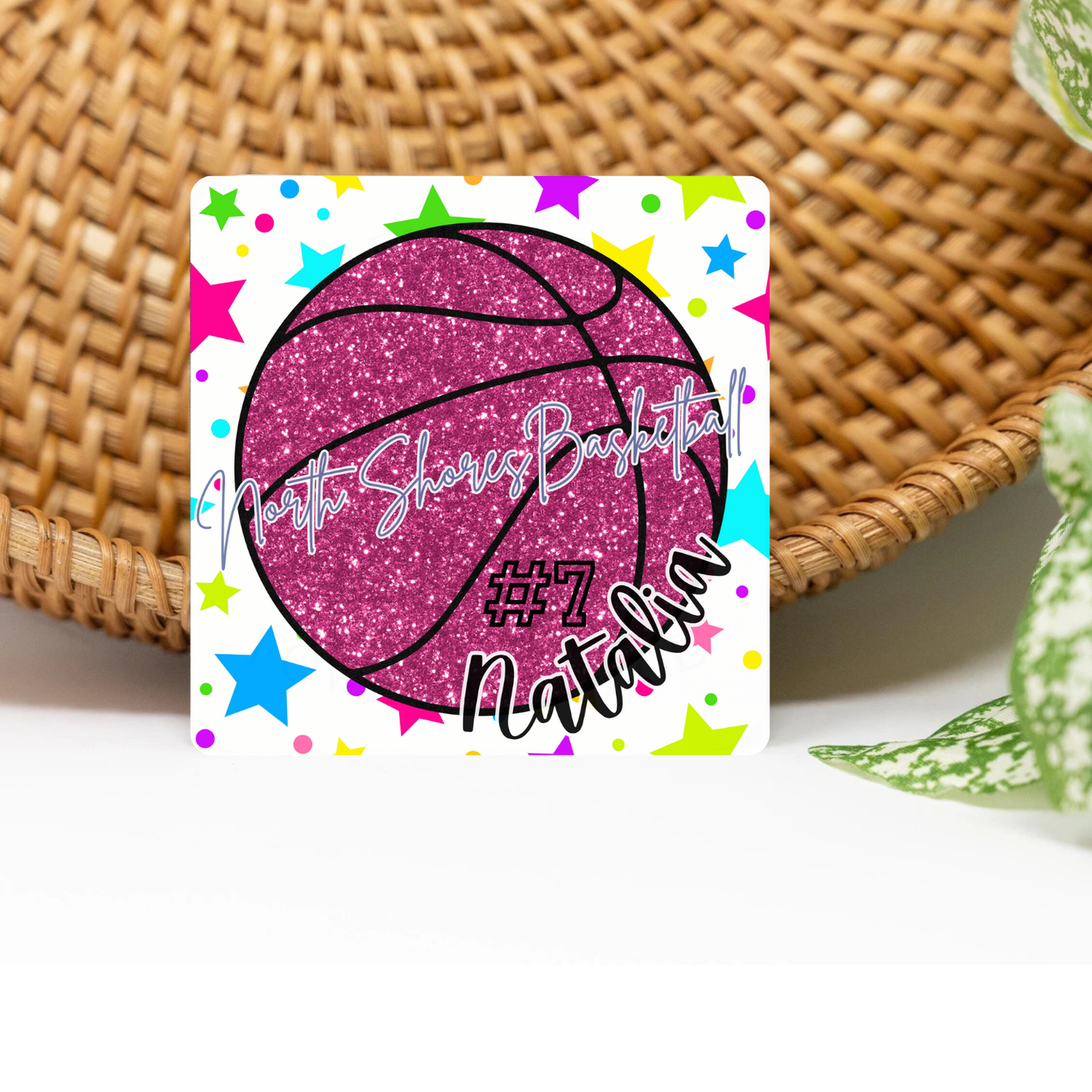 Personalized Basketball Team Name 3x3 Flat Locker Magnet