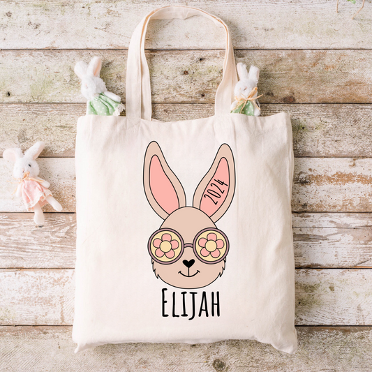 Personalized Easter 2024 Cool Bunny Tote