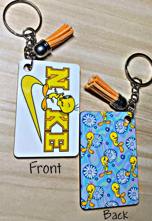 Designer Art Inspo NK Tweety Sublimated Keychain