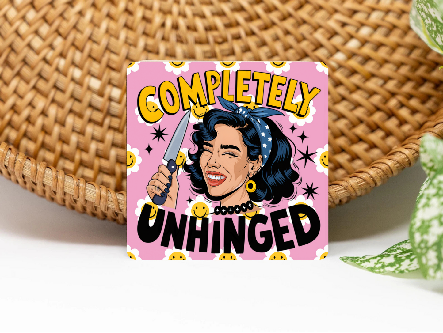 Completely Unhinged  3x3 Flat Fridge Magnet, Locker Magnet