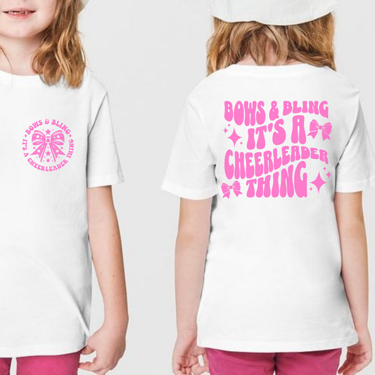 Personalized (Color) Bows and Bling Cheer Shirt