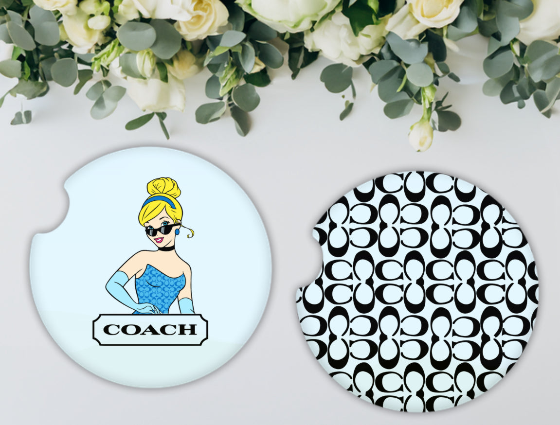 Boujee Princesses Girly Car Coasters – Cute & Absorbent MDF Wood – Universal Fit for Stylish Rides