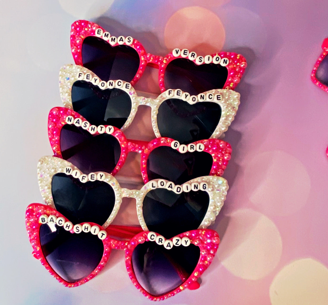 Customized Bride Bachelorette Heart Sunglasses Rhinestone, Bling Bride To Be Sunglasses, Pearl Sunglasses Bride, Wedding Accessories,(Free Gift Box)