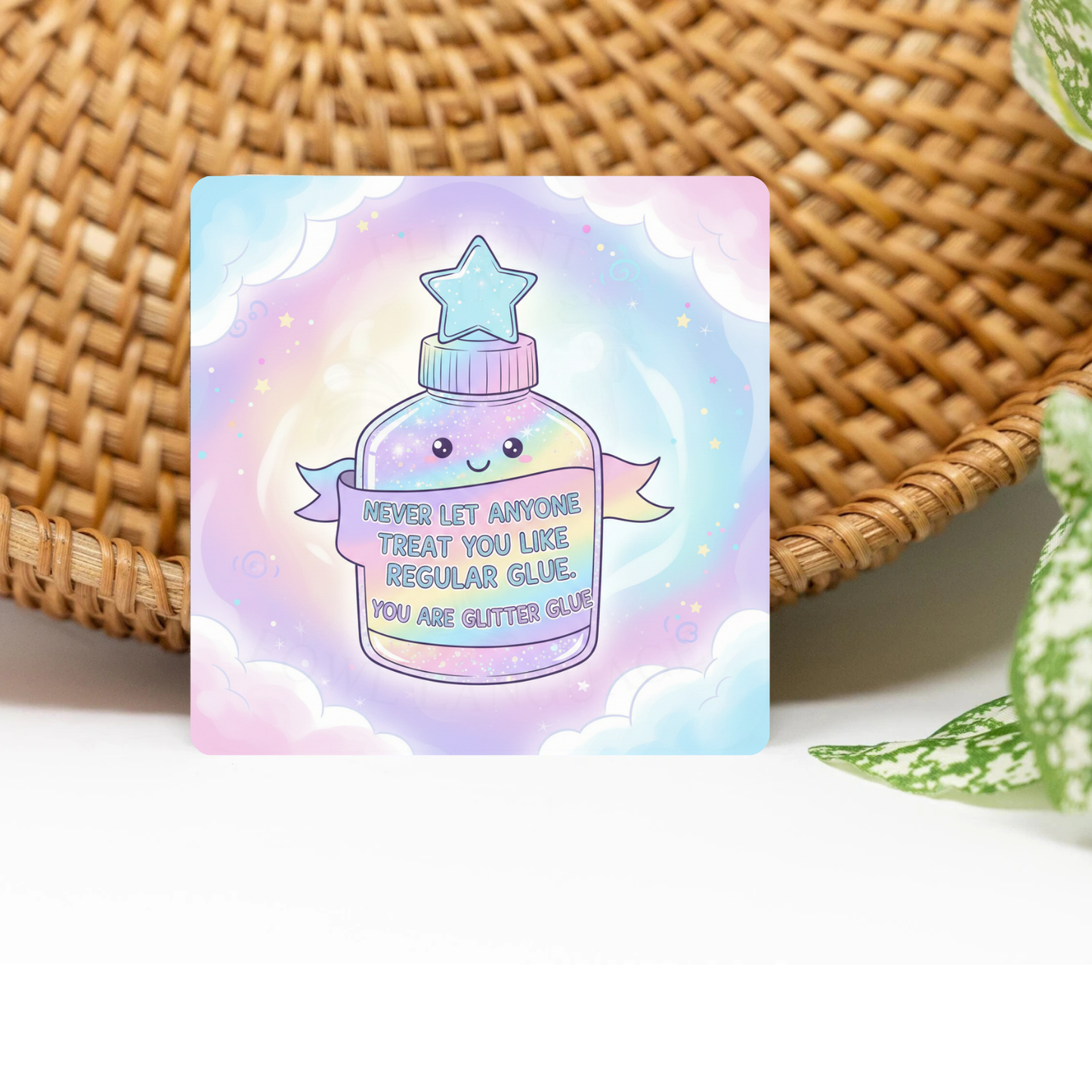 You Are Glittered Glue Glittered 3x3 Flat Fridge Magnet, Locker Magnet