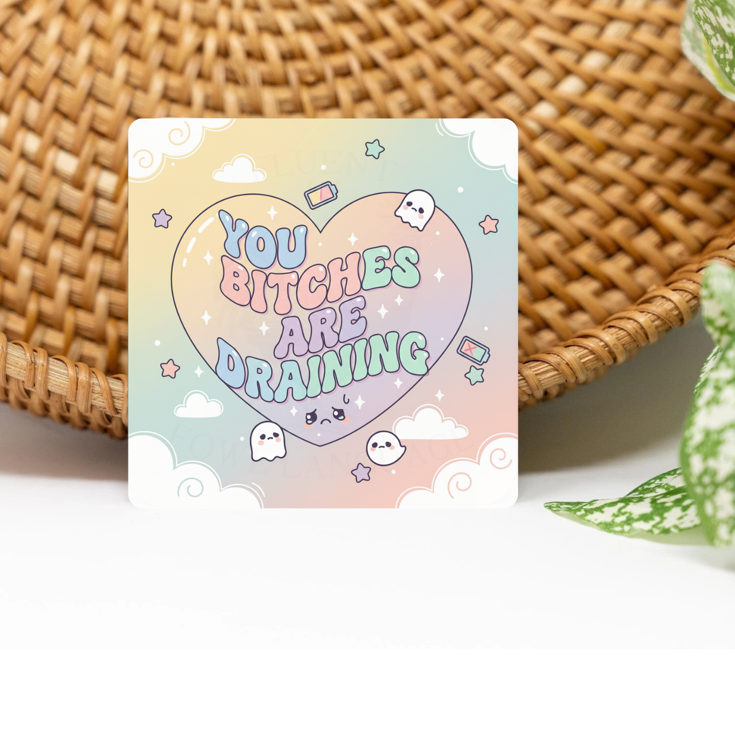 Yall Are Draining Glittered 3x3 Flat Fridge Magnet, Locker Magnet