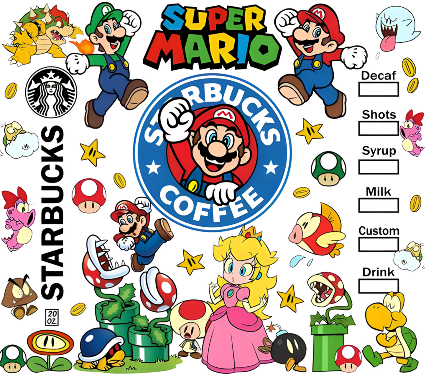 Starbies Inspo Mario Character Tumbler