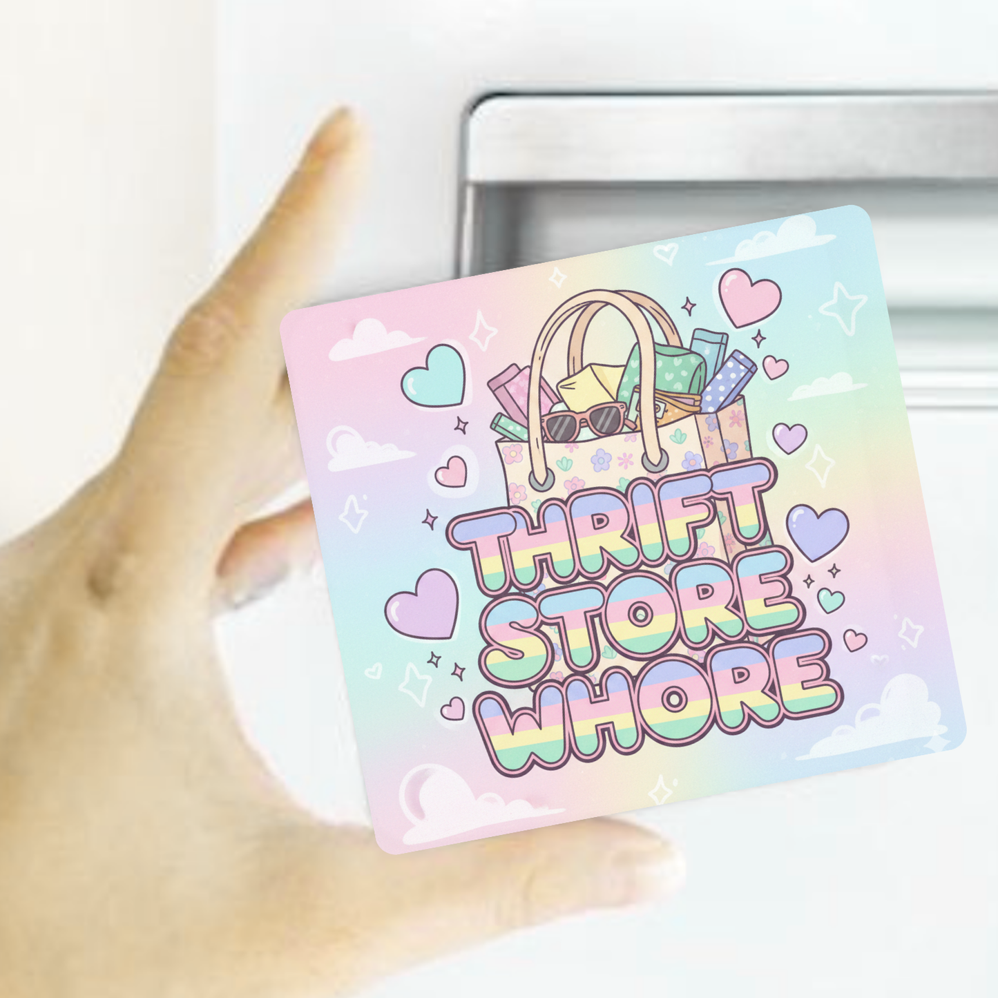Late Diagnosis Club Glittered 3x3 Flat Fridge Magnet, Locker Magnet