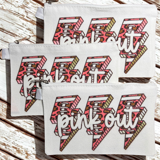 Pink Out Style Double Sided Sublimated Canvas Pouch, Cheer, Football