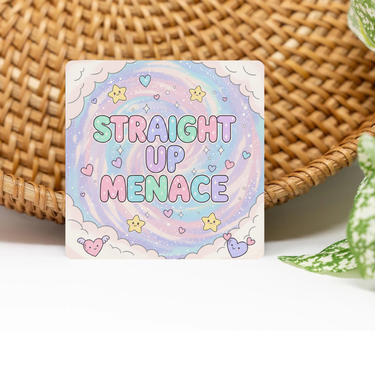 Straight Up Menace Glittered 3x3 Flat Fridge Magnet, Locker Magnet