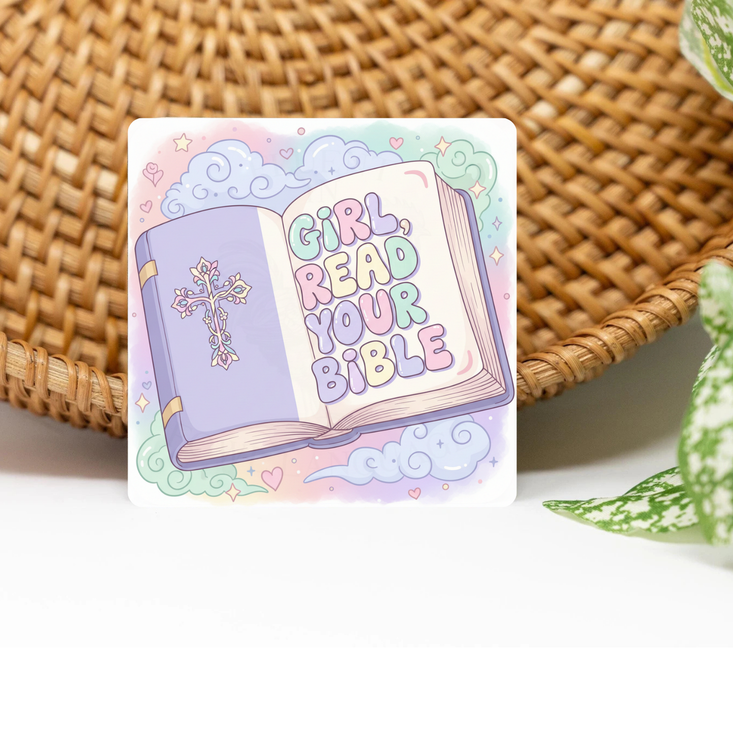 Read Your Bible Glittered 3x3 Flat Fridge Magnet, Locker Magnet