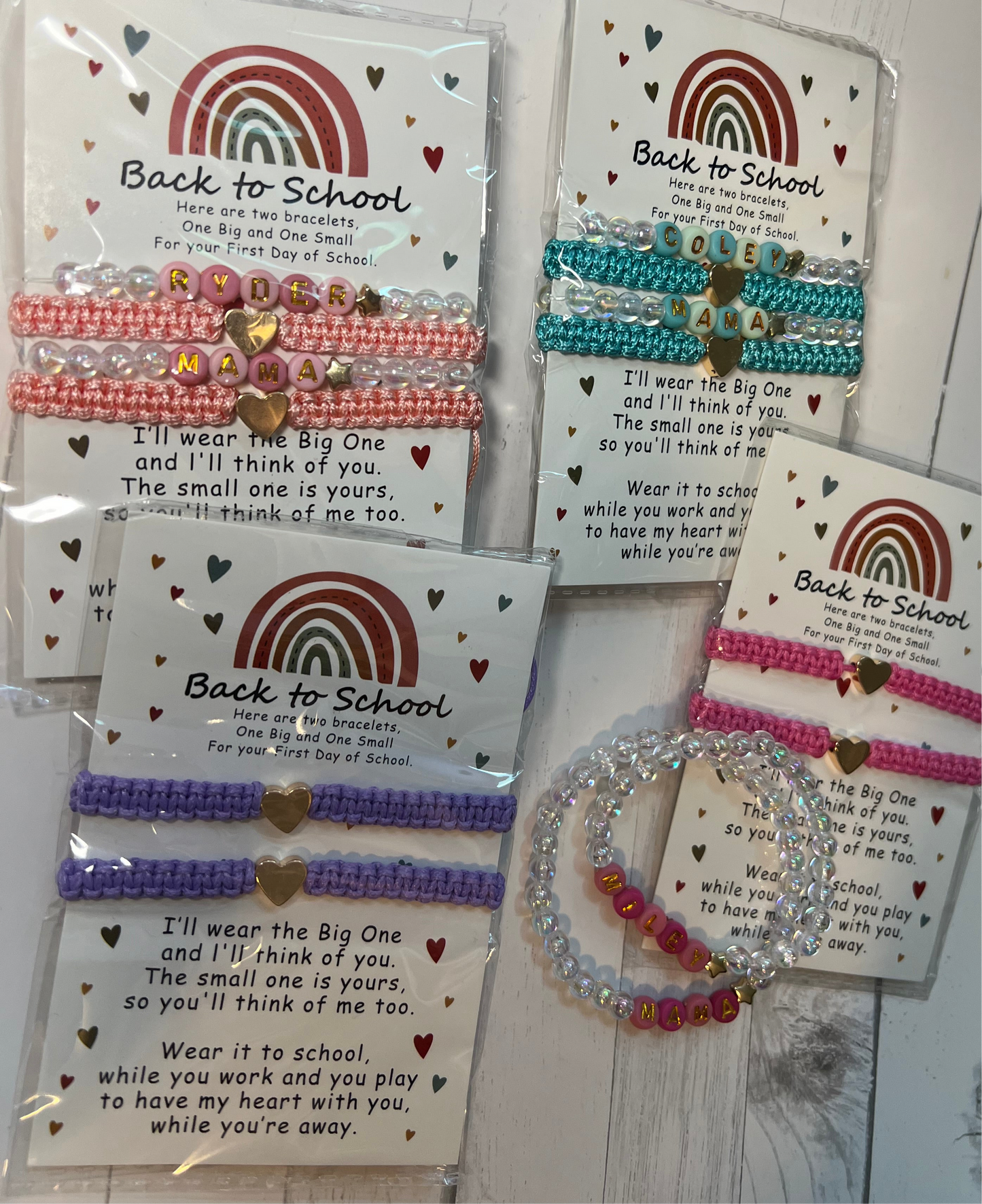 Back to School Mommy and Me Bracelet Set – Matching Beaded Bracelets for Mom and Daughter, First Day of School Jewelry Gift Personalized