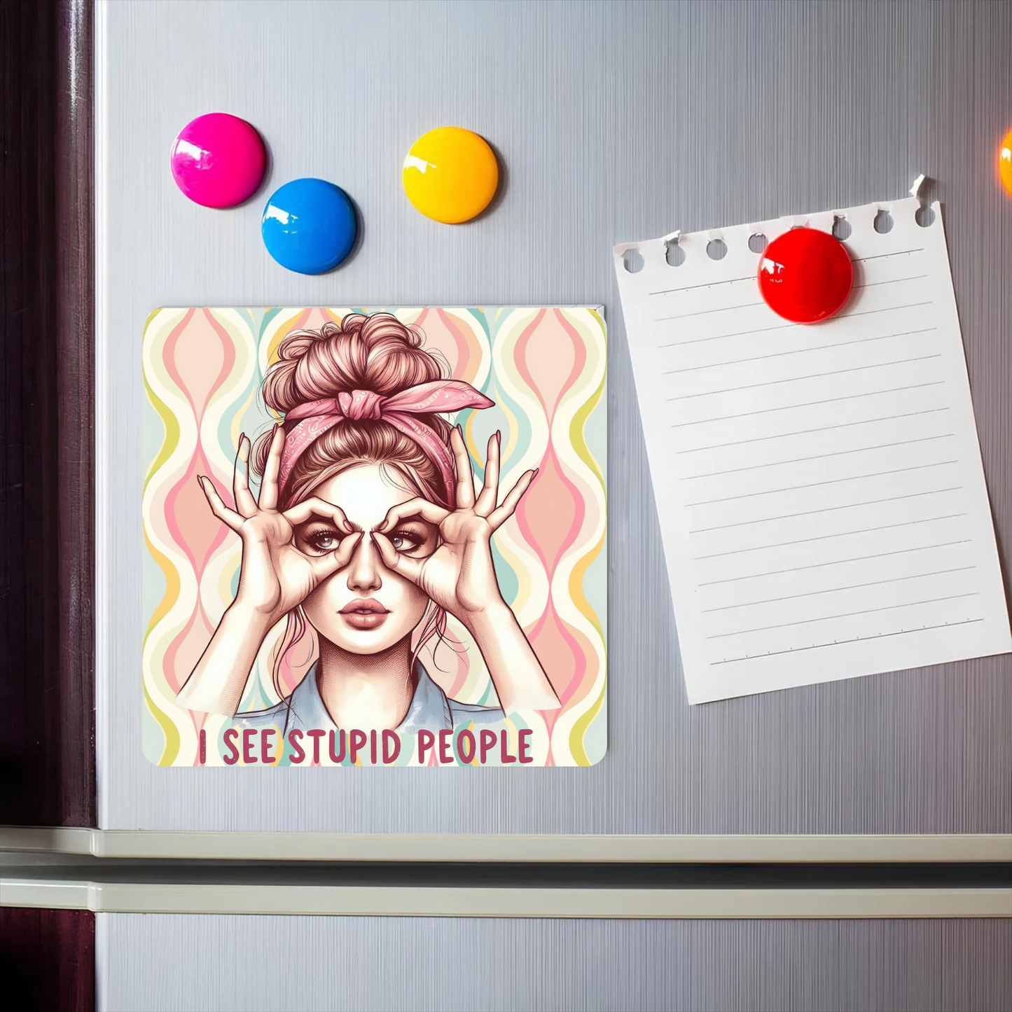 Retro Sassy Only Talking to My Cat Glittered 3x3 Flat Fridge Magnet, Locker Magnet