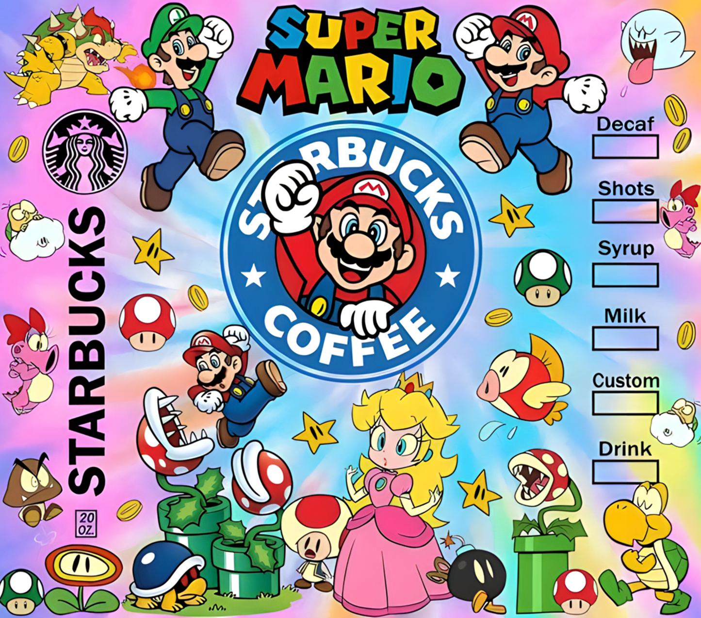 Starbies Inspo Mario Character Tumbler