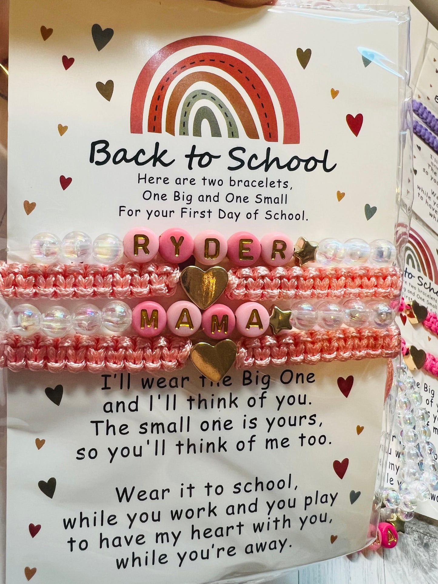 Back to School Mommy and Me Bracelet Set – Matching Beaded Bracelets for Mom and Daughter, First Day of School Jewelry Gift Personalized