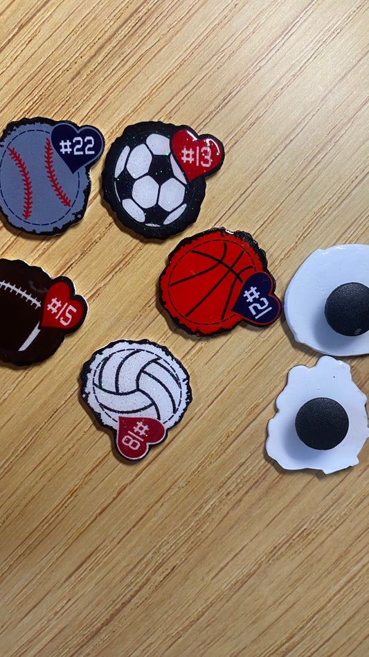 Custom Sports Team Number Croc Charm Personalized