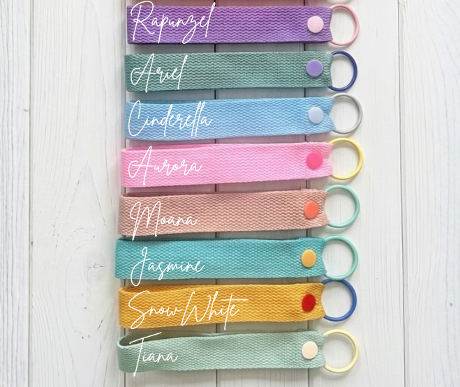 Personalized Princess Themed Cotton Wristlet Keychains