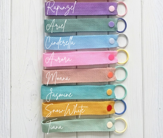 Personalized Princess Themed Cotton Wristlet Keychains
