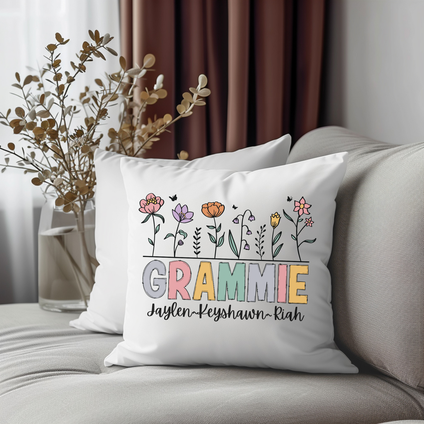 Grandmother/Mama Personalized Keepsake Pillow Cover (Pillow Insert Add-On Available)
