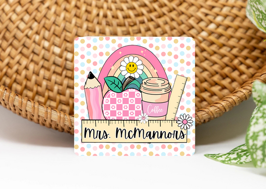 Personalized Teacher 3x3 Flat Fridge Magnet, Locker Magnet