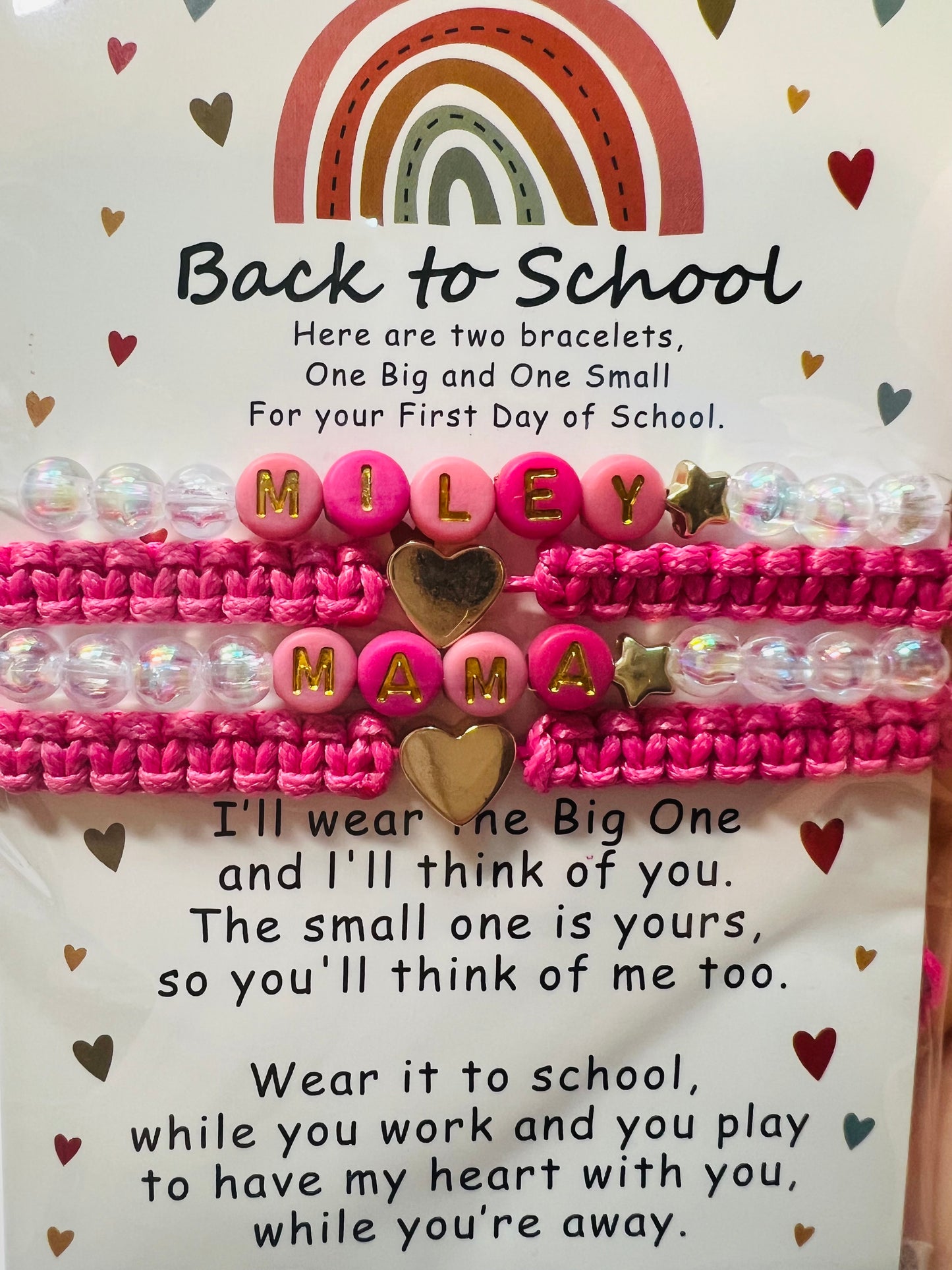 Back to School Mommy and Me Bracelet Set – Matching Beaded Bracelets for Mom and Daughter, First Day of School Jewelry Gift Personalized