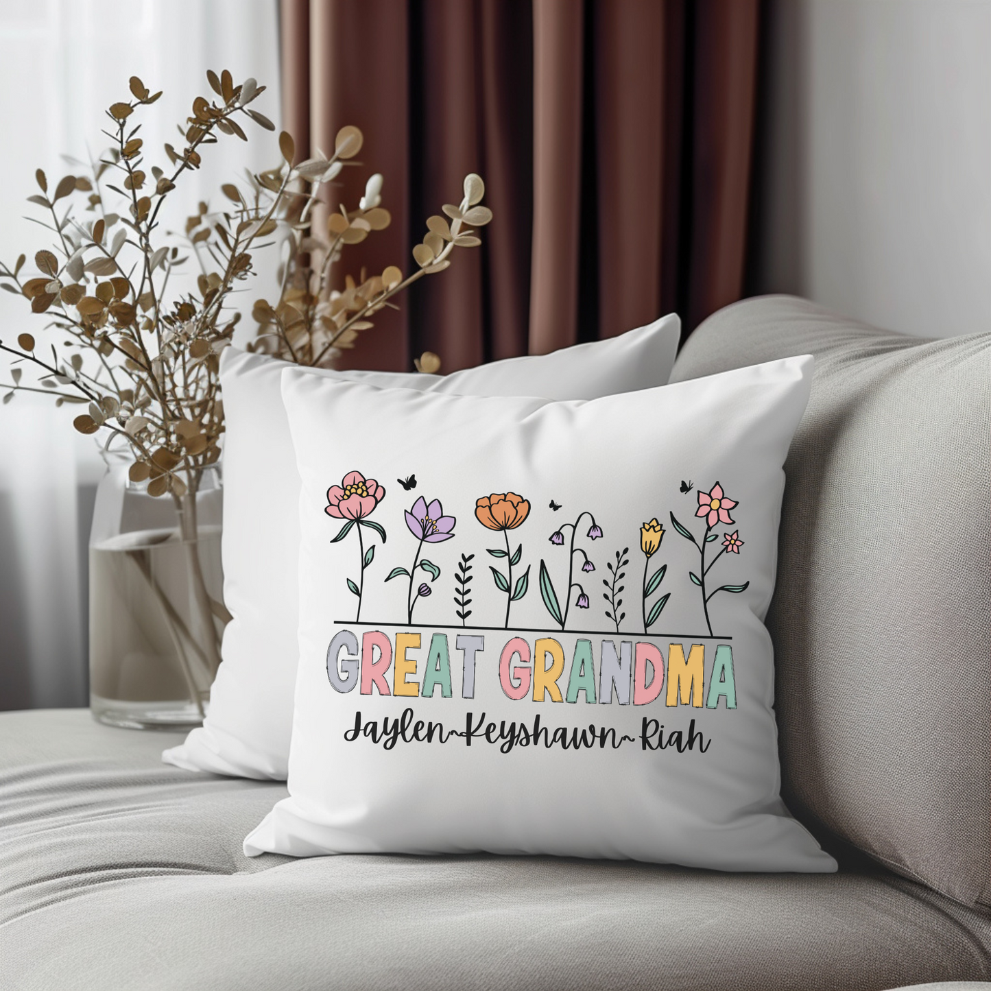 Grandmother/Mama Personalized Keepsake Pillow Cover (Pillow Insert Add-On Available)