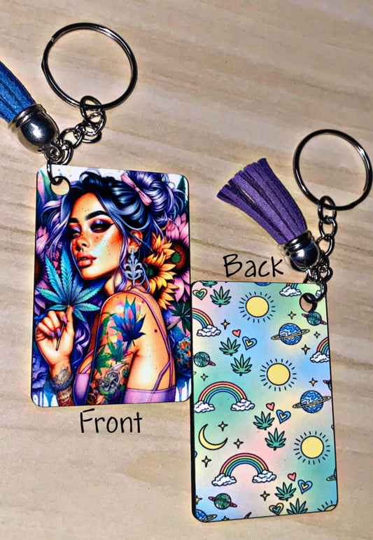 Designer Art Inspo 420 Girl Sublimated Keychain
