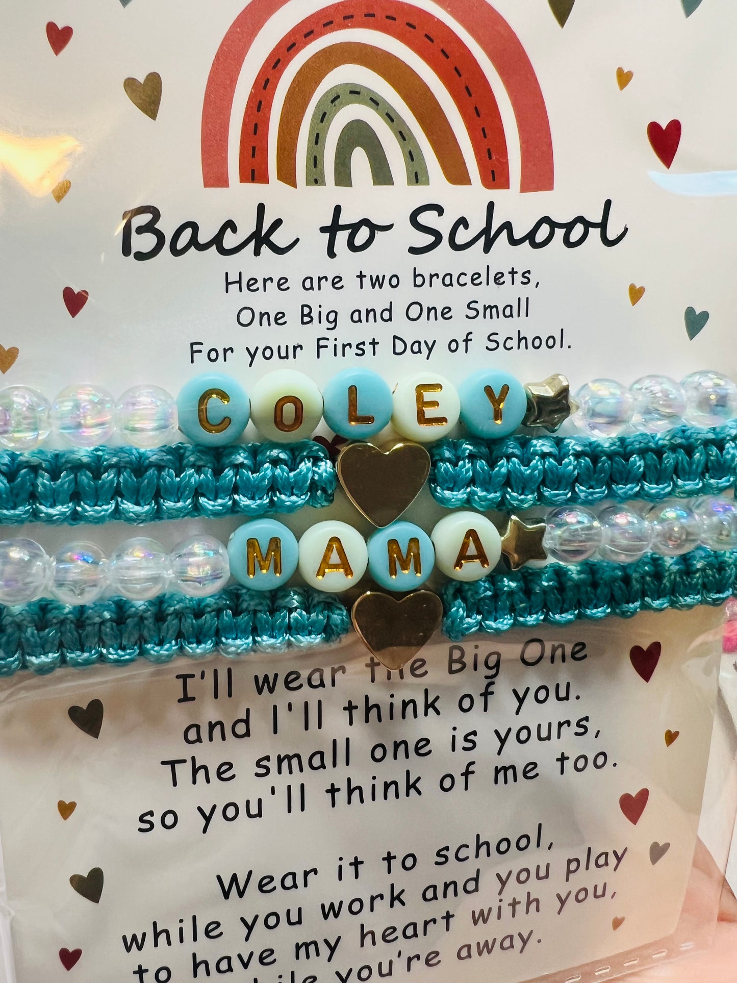 Back to School Mommy and Me Bracelet Set – Matching Beaded Bracelets for Mom and Daughter, First Day of School Jewelry Gift Personalized