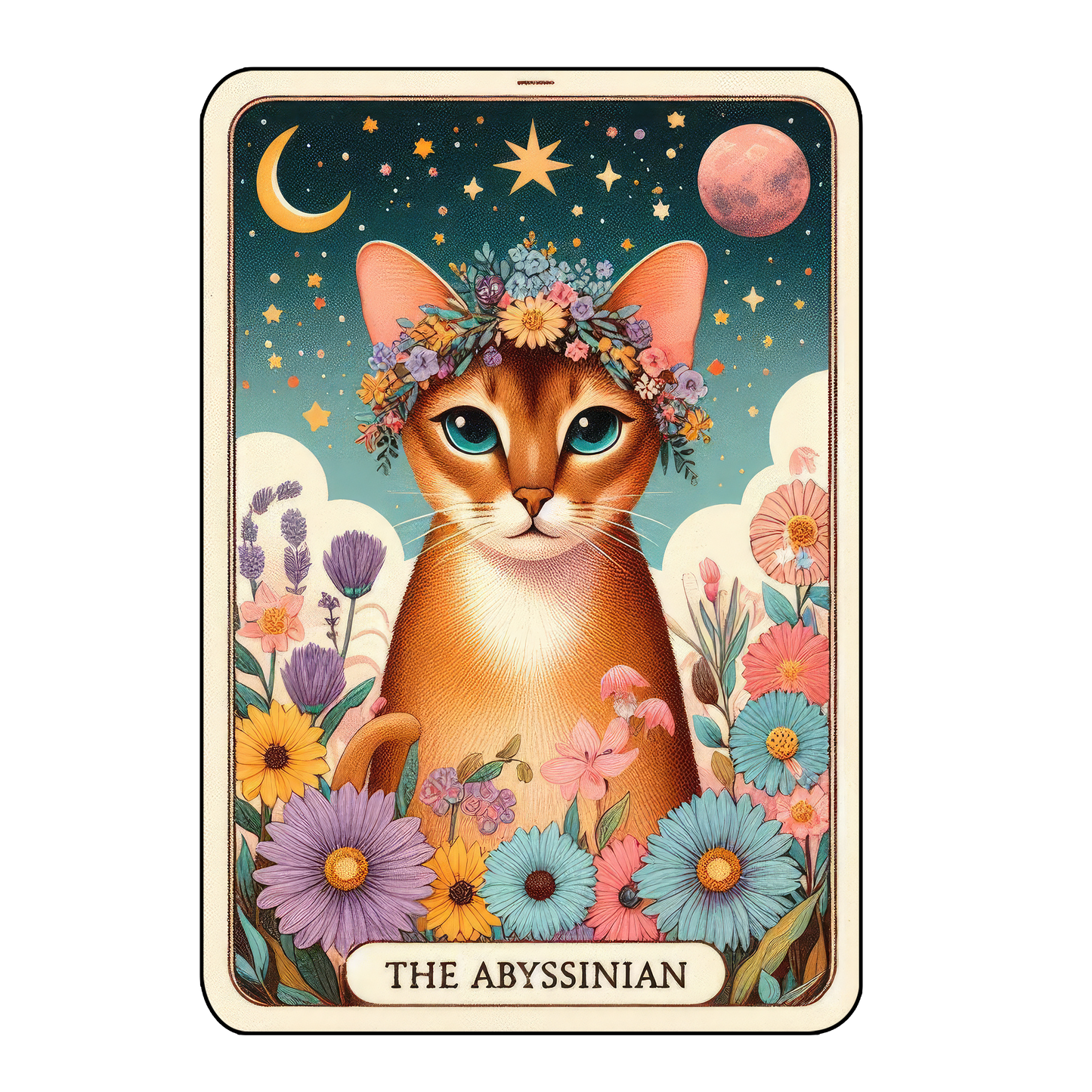 Kitty Tarot Glittered 2.5x3.5 Flat Fridge Magnet, Locker Magnet