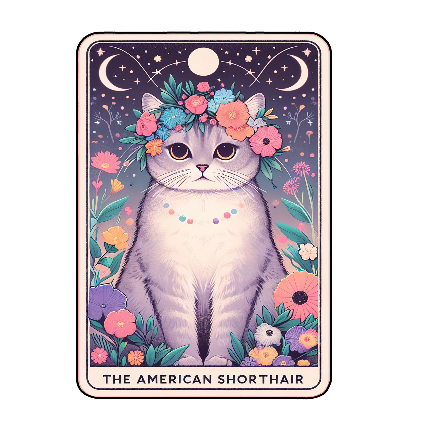Kitty Tarot Glittered 2.5x3.5 Flat Fridge Magnet, Locker Magnet