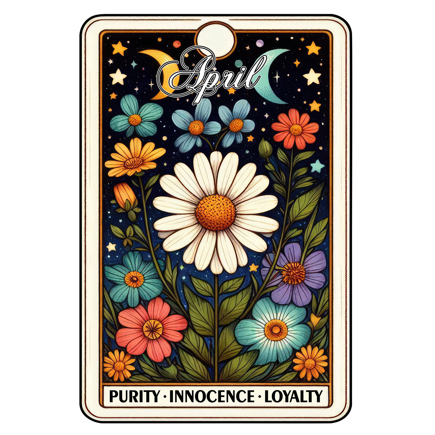 Birth Month Flower Tarot Glittered 2.5x3.5 Flat Fridge Magnet, Locker Magnet