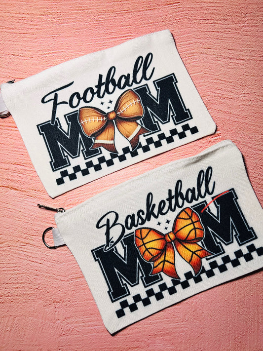 Sports Mom Sublimated Canvas Pouch, Cheer, Football, Basketball