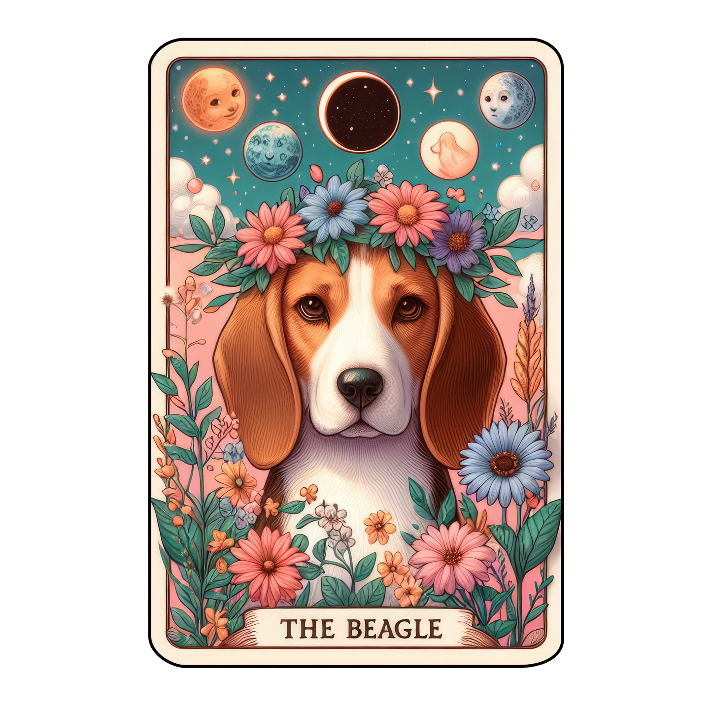 Pup Tarot Glittered 2.5x3.5 Flat Fridge Magnet, Locker Magnet