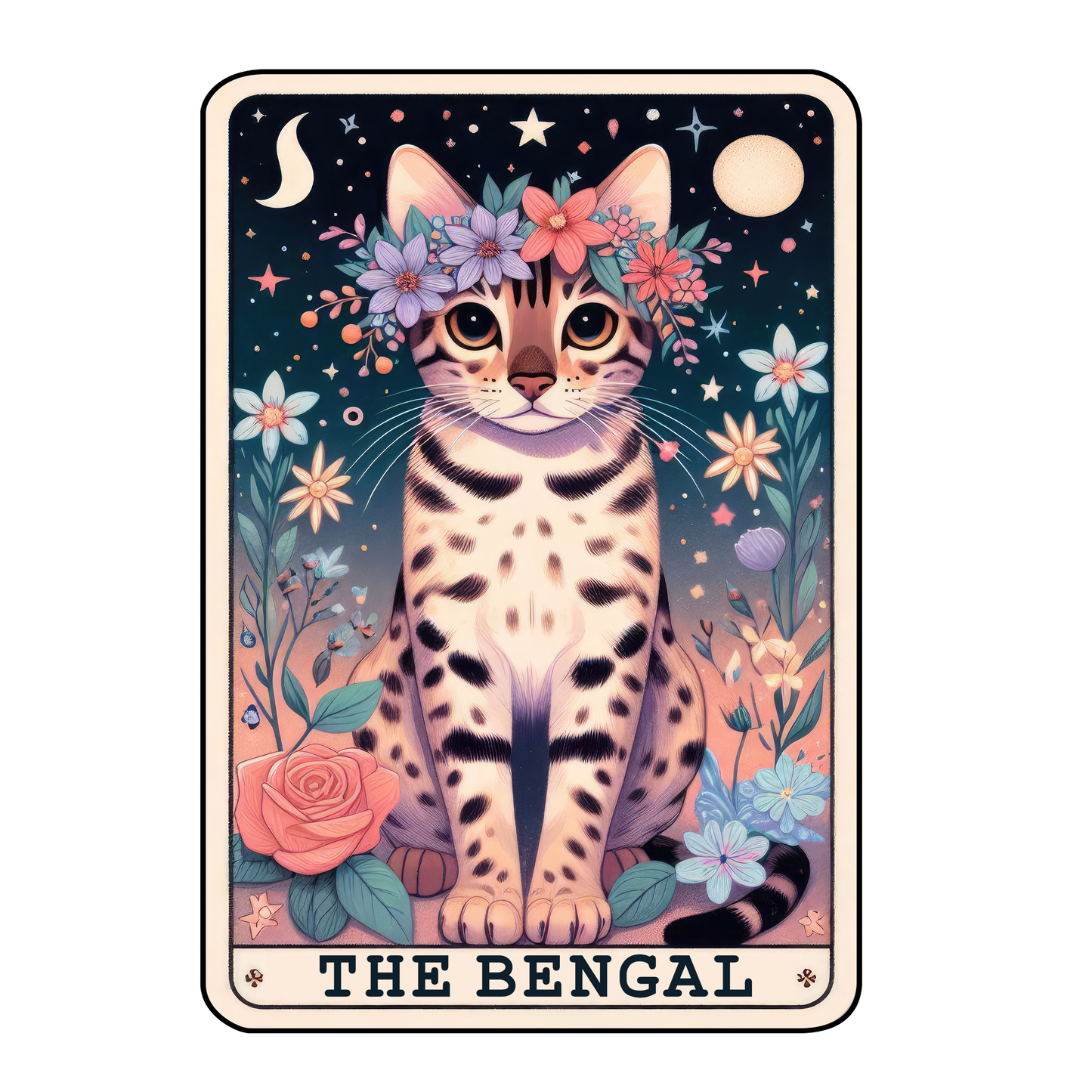 Kitty Tarot Glittered 2.5x3.5 Flat Fridge Magnet, Locker Magnet
