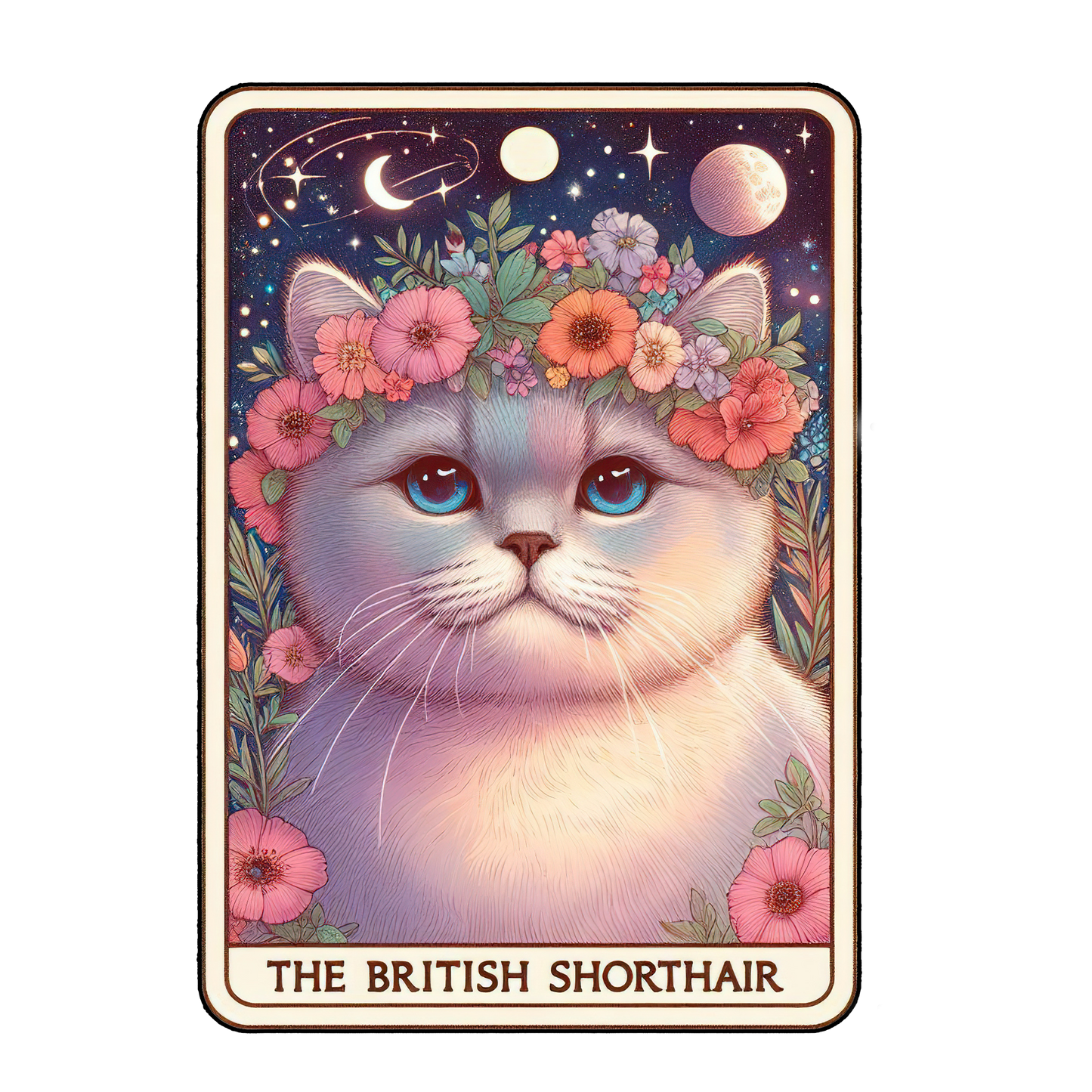 Kitty Tarot Glittered 2.5x3.5 Flat Fridge Magnet, Locker Magnet